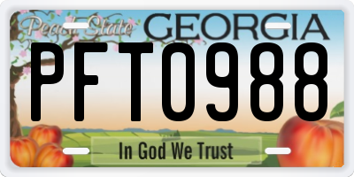 GA license plate PFT0988
