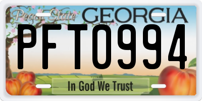 GA license plate PFT0994