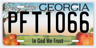 GA license plate PFT1066