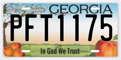 GA license plate PFT1175