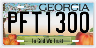 GA license plate PFT1300