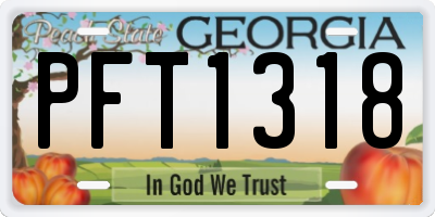 GA license plate PFT1318