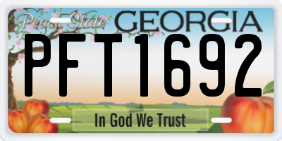 GA license plate PFT1692