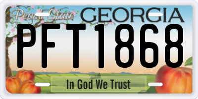 GA license plate PFT1868
