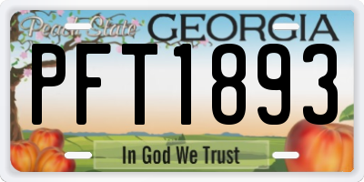 GA license plate PFT1893