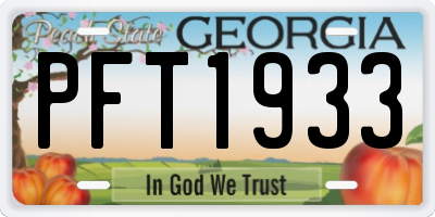 GA license plate PFT1933