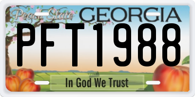 GA license plate PFT1988