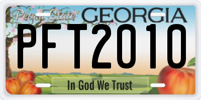 GA license plate PFT2010