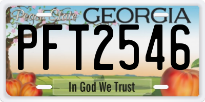 GA license plate PFT2546