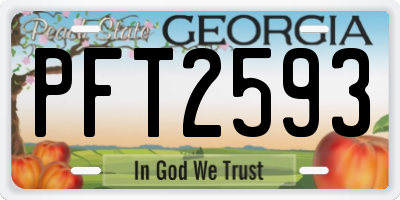 GA license plate PFT2593