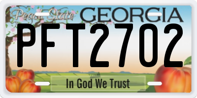 GA license plate PFT2702