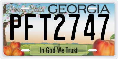 GA license plate PFT2747