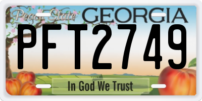 GA license plate PFT2749