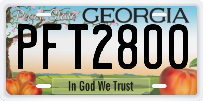 GA license plate PFT2800