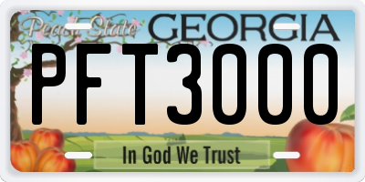 GA license plate PFT3000