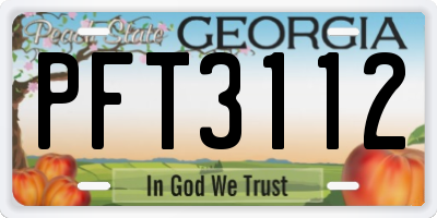 GA license plate PFT3112