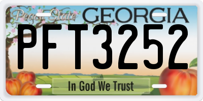 GA license plate PFT3252