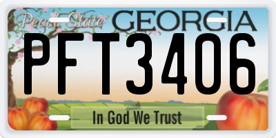 GA license plate PFT3406