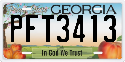 GA license plate PFT3413
