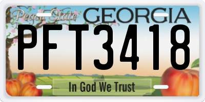 GA license plate PFT3418