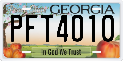 GA license plate PFT4010