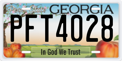 GA license plate PFT4028