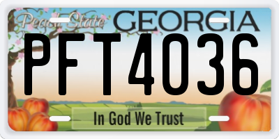GA license plate PFT4036