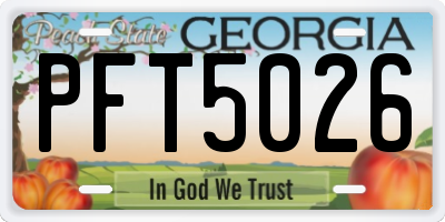 GA license plate PFT5026