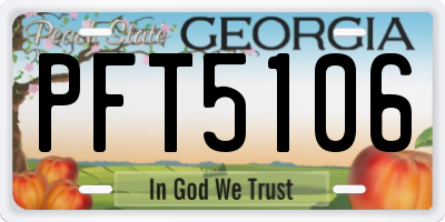 GA license plate PFT5106