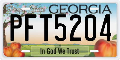 GA license plate PFT5204