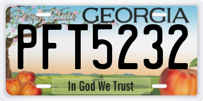 GA license plate PFT5232