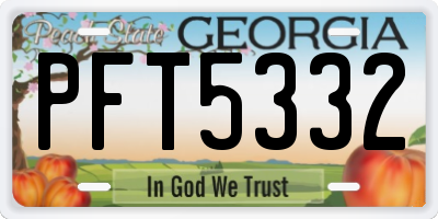 GA license plate PFT5332