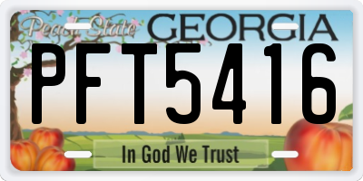 GA license plate PFT5416