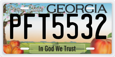 GA license plate PFT5532