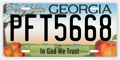 GA license plate PFT5668