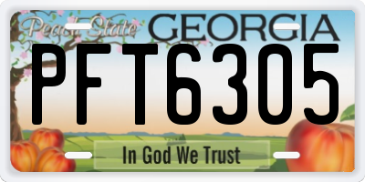 GA license plate PFT6305