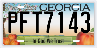 GA license plate PFT7143