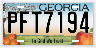 GA license plate PFT7194