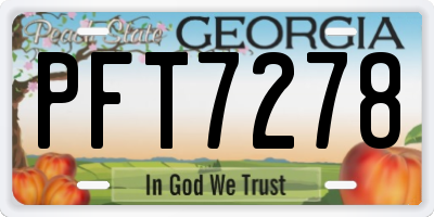 GA license plate PFT7278