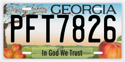 GA license plate PFT7826