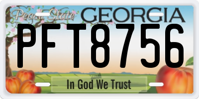 GA license plate PFT8756