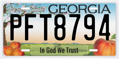 GA license plate PFT8794