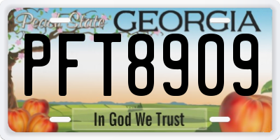 GA license plate PFT8909