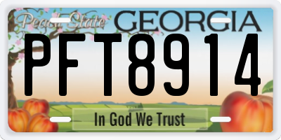 GA license plate PFT8914