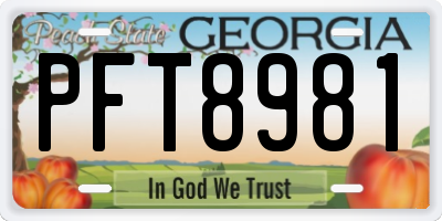 GA license plate PFT8981