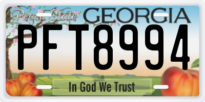 GA license plate PFT8994