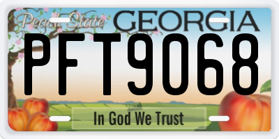 GA license plate PFT9068