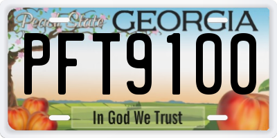 GA license plate PFT9100
