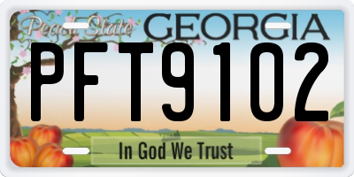 GA license plate PFT9102