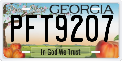 GA license plate PFT9207